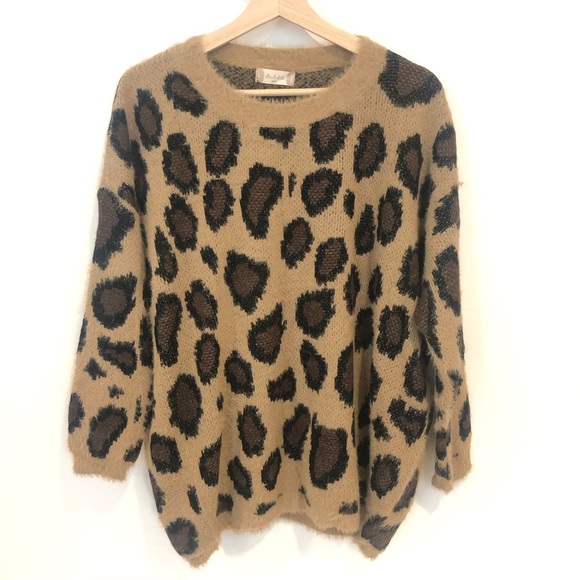 Altard' State Leopard Print Oversize Sweater M L - Picture 6 of 8